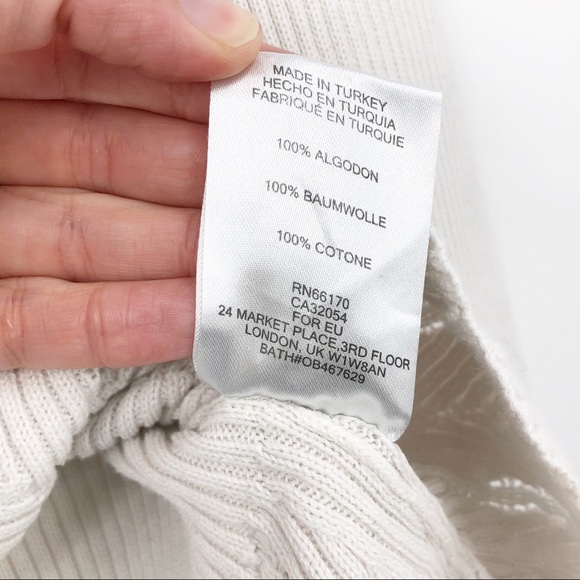 Kimchi Blue Crop Sweater Ivory Eyelet Ruffle Hem M - Picture 7 of 12